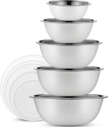 10-Piece Stainless Steel Mixing Bowl Set with Lids for Food Prep & Storage1
