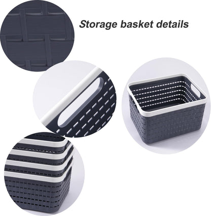 Plastic Storage Bin Baskets, Toilet Paper Basket for Bathroom, Plastic Organizer Shower Caddy with Handles for Living Room (Small Pink 2 Pack)3