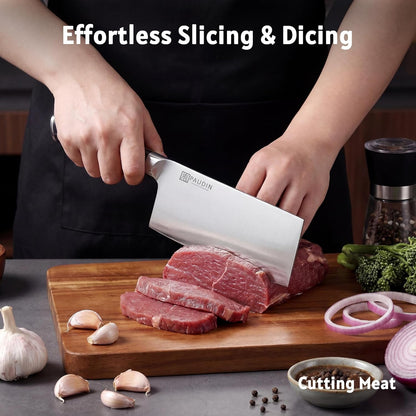 Cleaver Knife 7 Inch, Razor Sharp Chinese Chef Knife Dishwasher Safe, German High Carbon Steel Vegetable Cleaver with G10 Handle, Meat Slicing Slicer, Daily Meal Prep for Home and Restaurant2