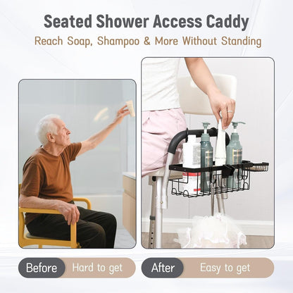 Shower Caddy Basket Hanging on Shower Chair Arms2