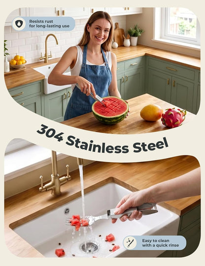 Cripstaste Watermelon Cutter Slicer Tool Stainless Steel Watermelon Fork | 2-In-1 Watermelon Fork Slicer Retractable Fork & Dual Blades for Easier Cutting, Fruit Cutter Slicer for Kitchen Gadget Party8