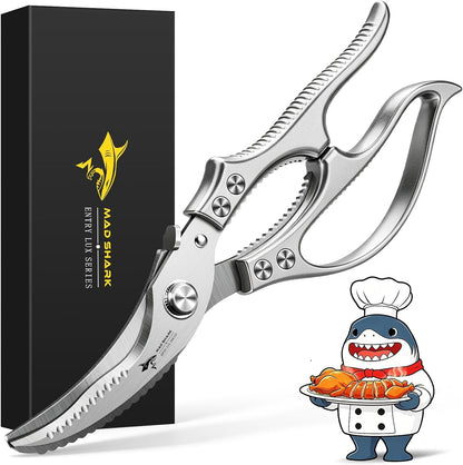 Heavy Duty Poultry Shears,Spring Loaded Kitchen Shears,Dishwasher | Non-Slip Handle Kitchen Shears, Safety Lock, All Purpose Kitchen Scissors for Chicken, Meat Cutting, Turkey, Fish, Vegetables1