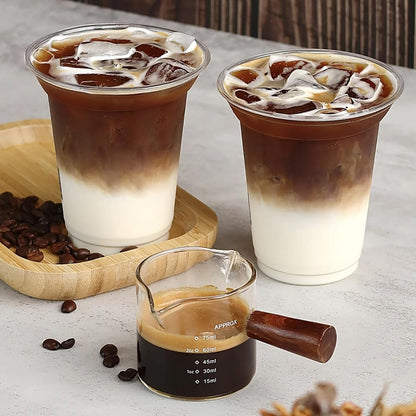 2 Pack Espresso Shot Glass with Wooden Handle, 75ML Measuring Pitcher Cup9