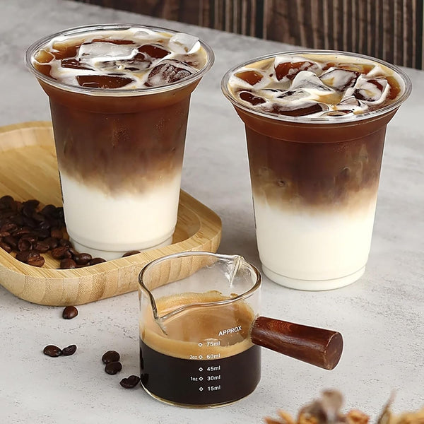 2 Pack Espresso Shot Glass with Wooden Handle, 75ML Measuring Pitcher Cup9