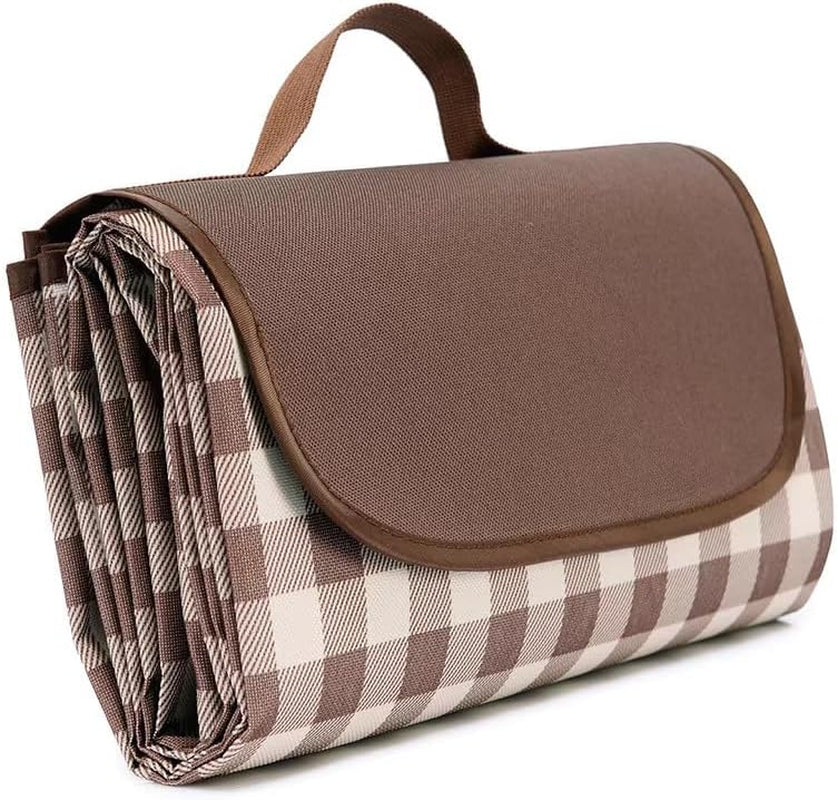 waterproof-picnic-blanket-with-carry-strap-foldable-sandproof-outdoor-mat-for-camping-beach-park-59-x-71-coffee-grid-single-mat