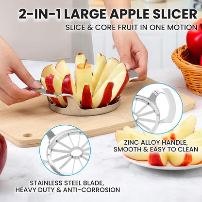 4.72 Inch Extra Large Apple Slicer with 12 Blades - Professional Heavy Duty Apple Cutter -304 Stainless Steel Apple Corer Tool - Sharp Apple Slicer and Corer - Easy to Use - Dishwasher Safe2