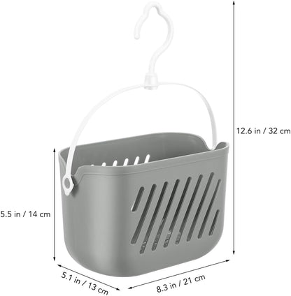 Plastic Storage Basket with Hook 8.26X5.51X5.11In Hanging Shower Caddy Waterproof Rustproof Organizer for Kitchen Bathroom with Drainage for Toiletries Dorm Pantry9
