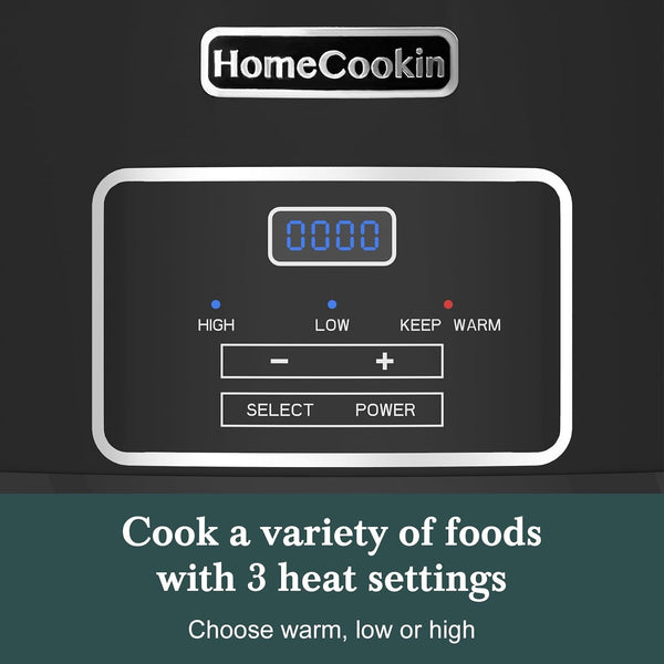 8-Quart Programmable Slow Cooker with Timer Keep Warm - Small Kitchen Appliance for Family Dinners - Serves 6+ People (Black)5