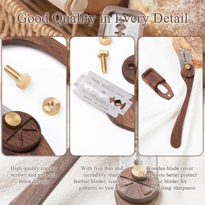 Bread Lame Dough Scoring Tool with Blade Cover, Sourdough Scoring Tool with 5 Feather Blades, Scoring Knife for Bread Baking, Dexterous-Cut Series Lame Bread Tool (ELEGANT)4