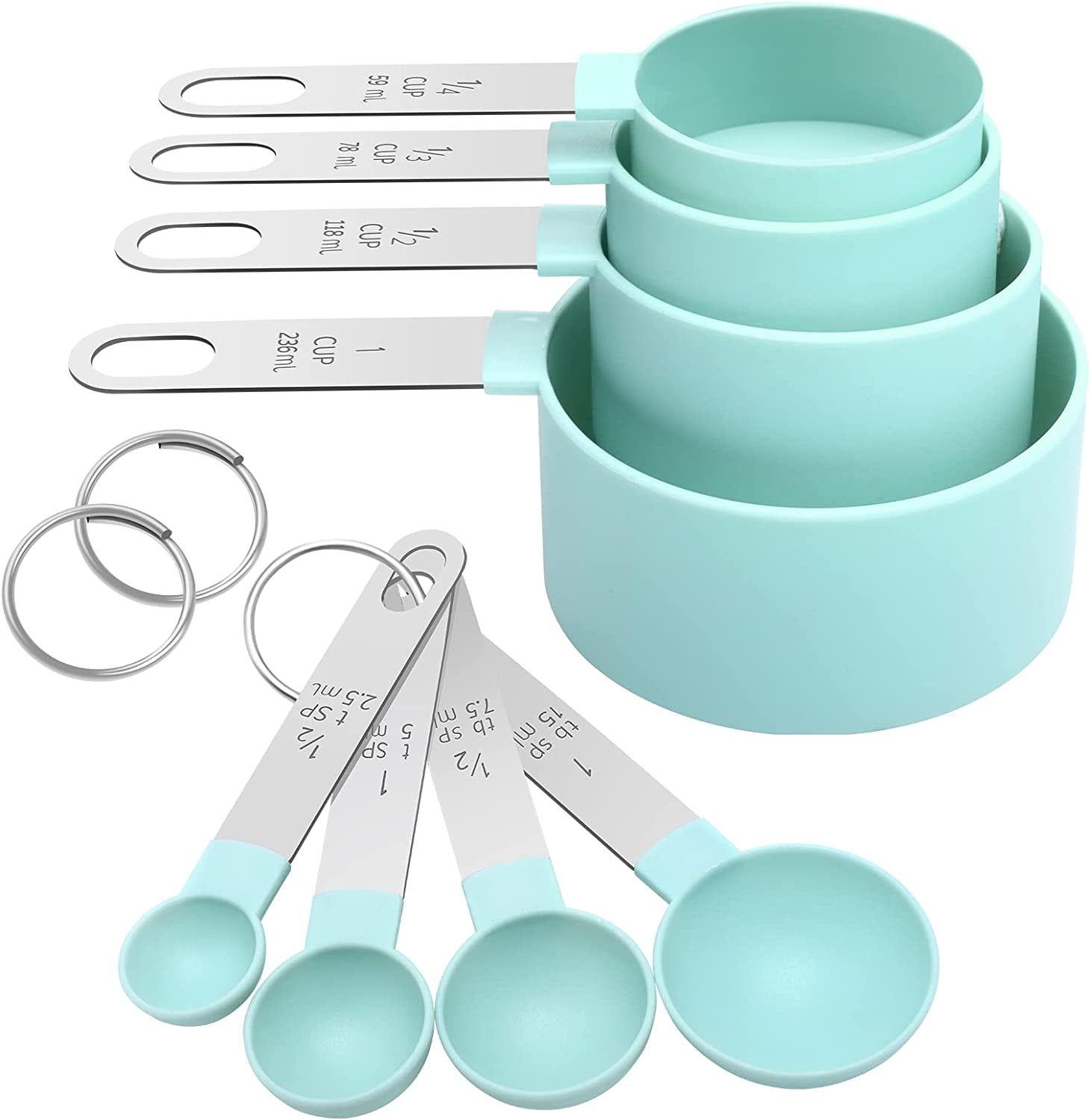measuring-cups-set-measuring-spoons-set-nesting-measure-cups-with-stainless-steel-handle-for-measuring-dry-and-liquid-ingredients-small-teaspoon-with-plastic-head-mint-green