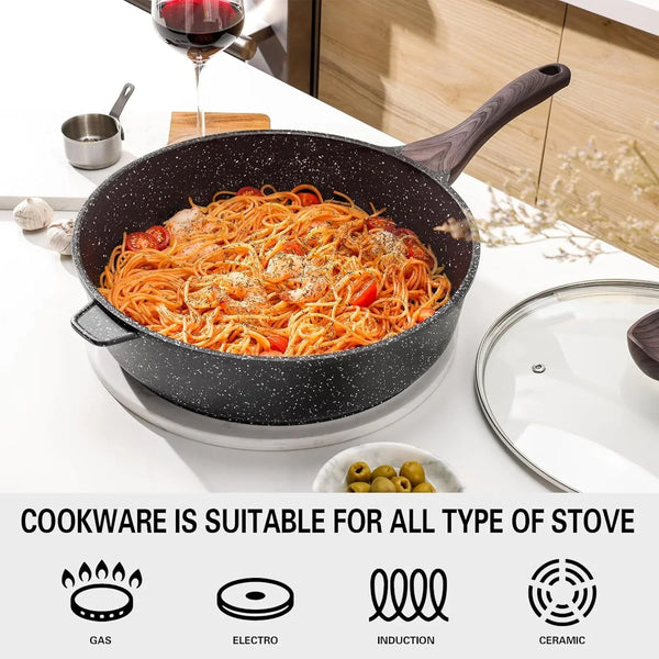 Nonstick Deep Frying Pan Skillet with Lid, 11 Inch | Saute Pan, Healthy, Induction Compatible, PFOA Free3