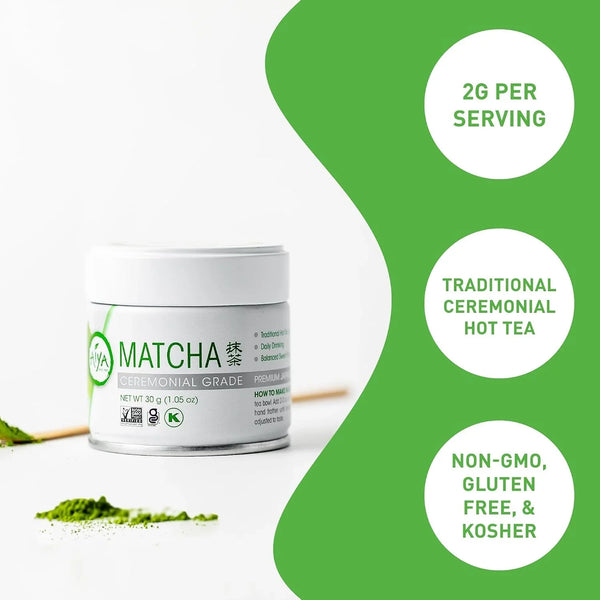 Aiya Authentic Japanese Premium First Harvest Ceremonial Grade Matcha Green Tea Powder - Vegan-Friendly, Zero Sugar, Gluten-Free - 30G Tin4