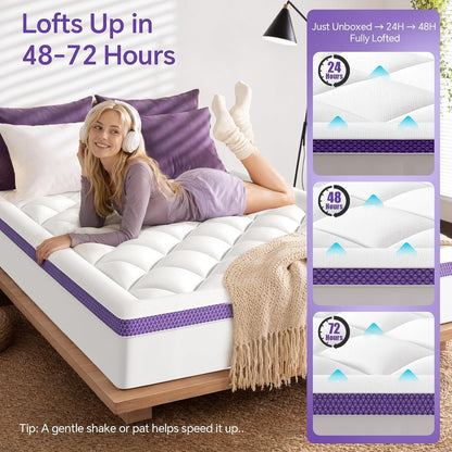 Queen Mattress Topper, Viscose Derived from Bamboo, Pillow Top | Cushioned Support, Breathable Mesh Sides, Memory Foam Blend Fill, Softens Firm Beds, Refreshes Old Beds, Guest Rooms, Rentals7