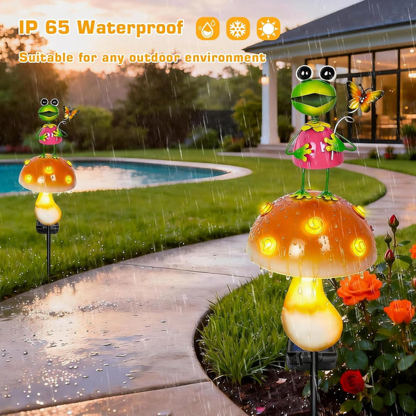Solar Garden Lights Outdoor, Frog Mushroom Stake Light, Waterproof3