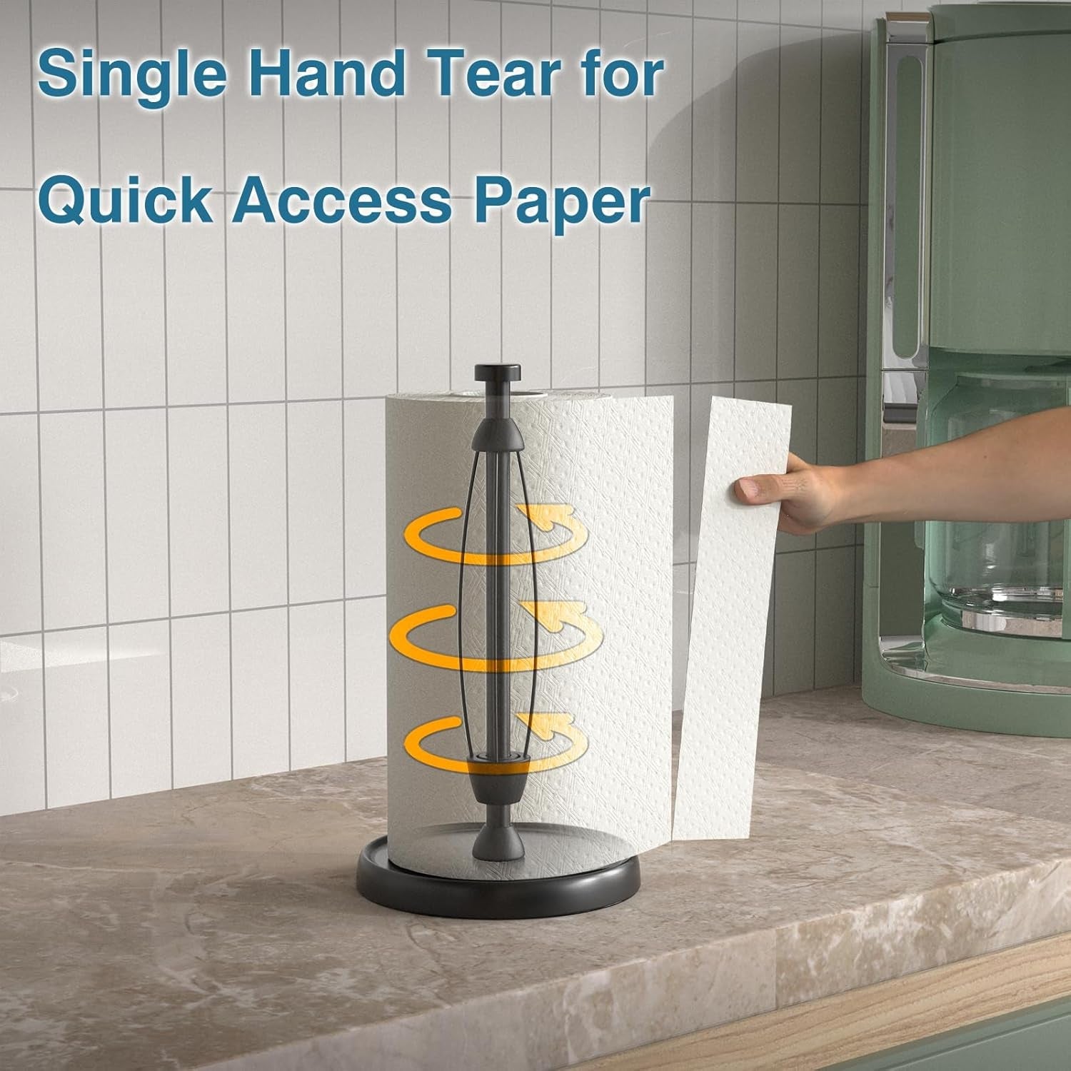 paper-towel-holder-countertop-one-handed-tear-stainless-steel-weighted-base-black-paper-towel-roll-holder-stand-with-ratchet-mechanism-for-kitchen-bathroom-farmhouse-essentials-decor-accessories