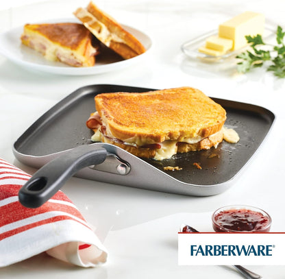 Cookstart Aluminum Diamondmax Nonstick Square Griddle Pan, 11-Inch, Silver2