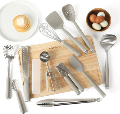 Calphalon Edge 11-Piece Silicone and Stainless Steel Kitchen Tool Set, Kitchen Utensil Set, Heat Resistant Nonstick Safe Kitchen Gadgets with Non-Slip Handle, Durable Kitchen Gadgets (Taupe)2