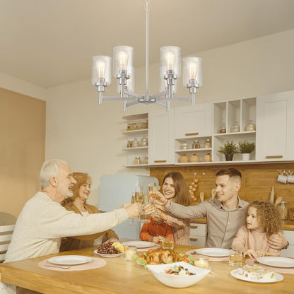 6-Light Brushed Nickel Chandeliers for Dining Room Light Fixture3
