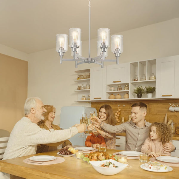 6-Light Brushed Nickel Chandeliers for Dining Room Light Fixture3