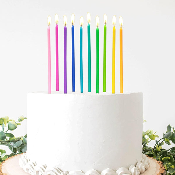 40-Count Rainbow Birthday Candles for Cake, 5.5” Tall Thin1