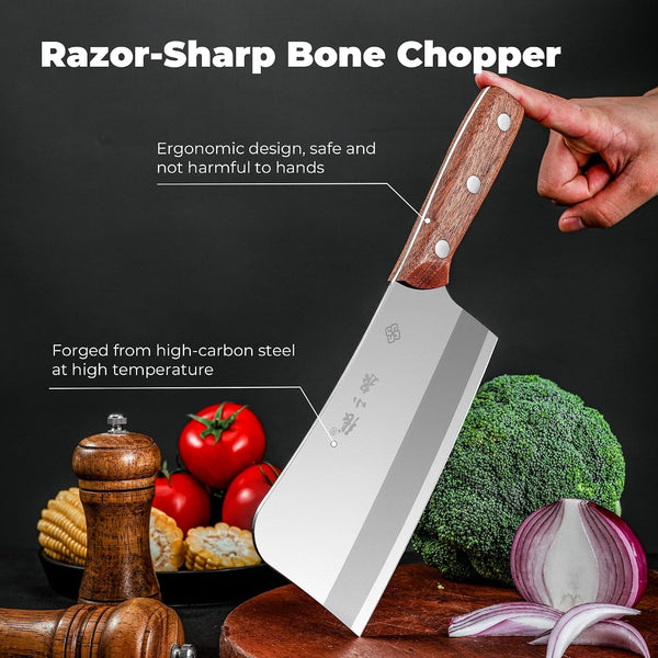 Heavy Duty Butcher Knife Made of High Carbon Stainless Steel, Professional Chinese Cleaver Knife for Cutting Bones, Ultra Sharp Bone Chopper5