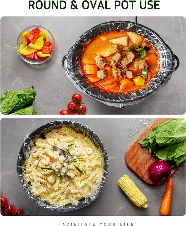 30 Slow Cooker Liners, Extra Large 14"X 22" Fit 6QT to 10QT Pots | BPA Free, Heat-Resistant up to 400°F, Durable Nylon Blend, High Tenacity, 100% Leak-Proof, Disposable Liners, Easy Cleanup8