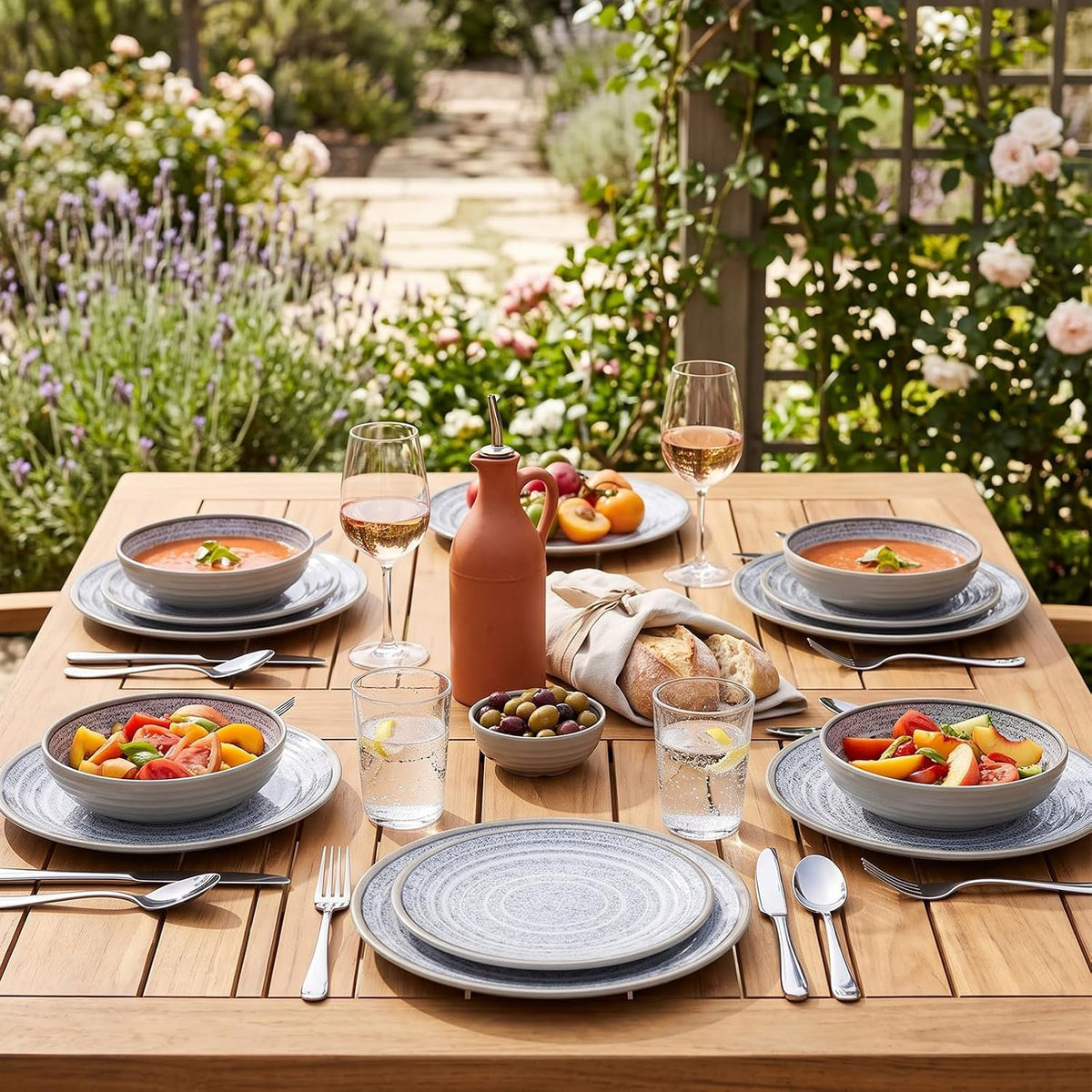 melamine-dinnerware-sets-12-pcs-service-for-4-plates-bowls-sets-grey