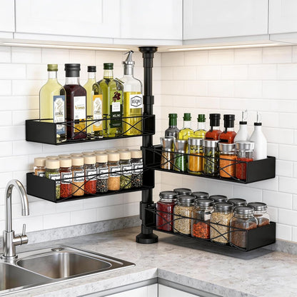 Spice Rack Organizer Tension Pole, 4-Tier Adjustable Spice Organizer1