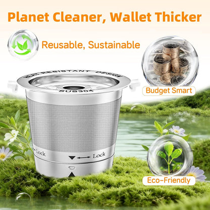 2 Pack Reusable K Cups for Keurig 1.0 Coffee Machine | No Plastic, No Seal Ring, Dual Heat-Resistant Handles, Dosing Funnel, Cleaning Brush5