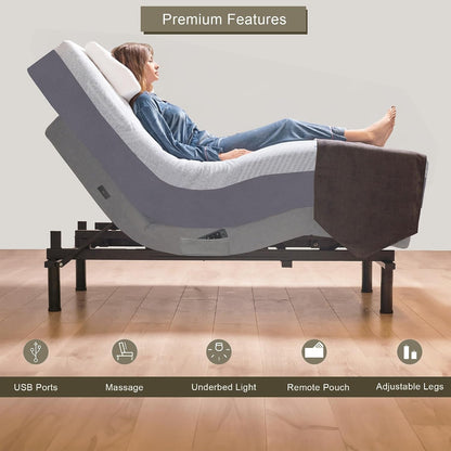 Premium Full Adjustable Bed with 14 Inch Prime Gel Memory Foam Sleep System, Massage, Zero Gravity, Anti-Snore, Programmable Memory Positions, USB, Underbed Lighting, Zero Clearance6