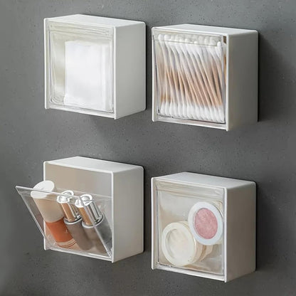 1PC Wall Mounted Bathroom Storage Box Cotton Swab, Kitchen-Gadgets,Jewelry Organizer,Desk Accessories,Dorm Room Essentials1