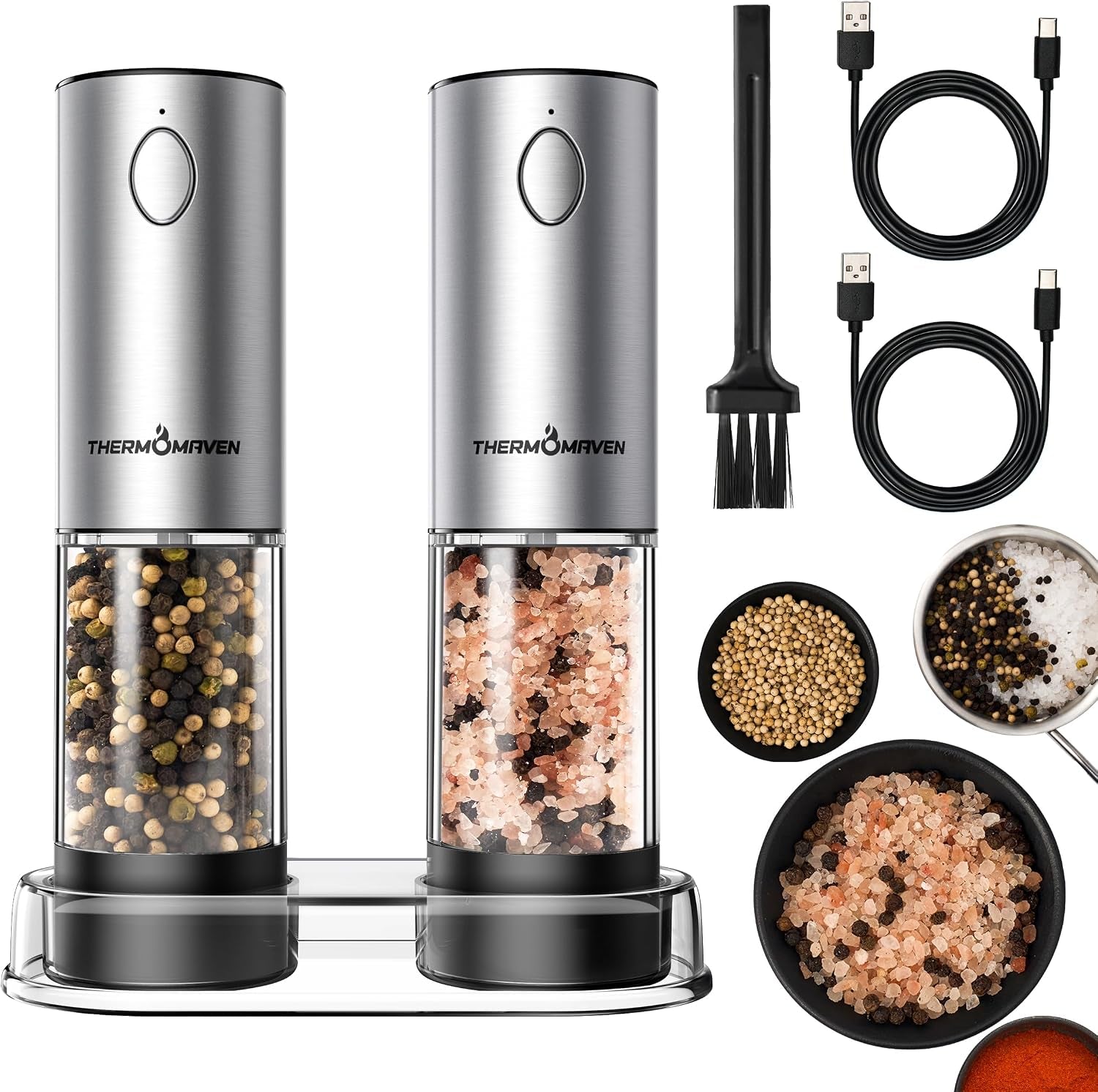 electric-salt-and-pepper-grinder-set-110ml-larger-rechargeable-automatic-salt-and-pepper-mill-grinder-with-6-adjustable-coarseness-electric-salt-and-pepper-shakers-led-2-packs-black