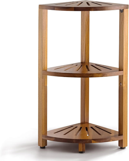 3-Tier Wooden Corner Shower Caddy Organizer with Anti-Slip Feet1