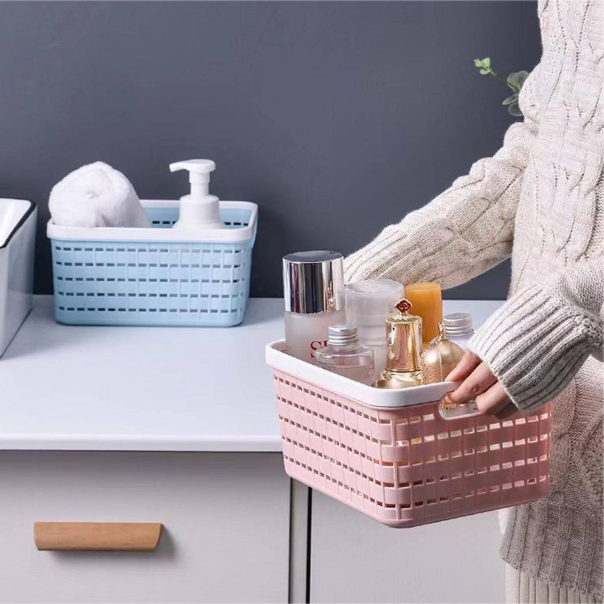 plastic-storage-bin-baskets-toilet-paper-basket-for-bathroom-plastic-organizer-shower-caddy-with-handles-for-living-room-small-pink-2-pack