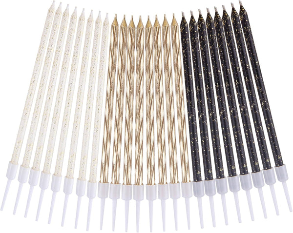 Gold, Black, White Long Thin Birthday Candles, Cake Candles, Birthday Parties, Wedding Decorations, Party Candles5