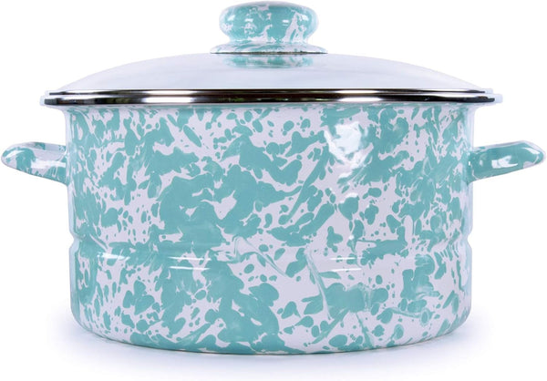 Enamelware Soup or Stock Pot, 6 Quart, Sea Glass1