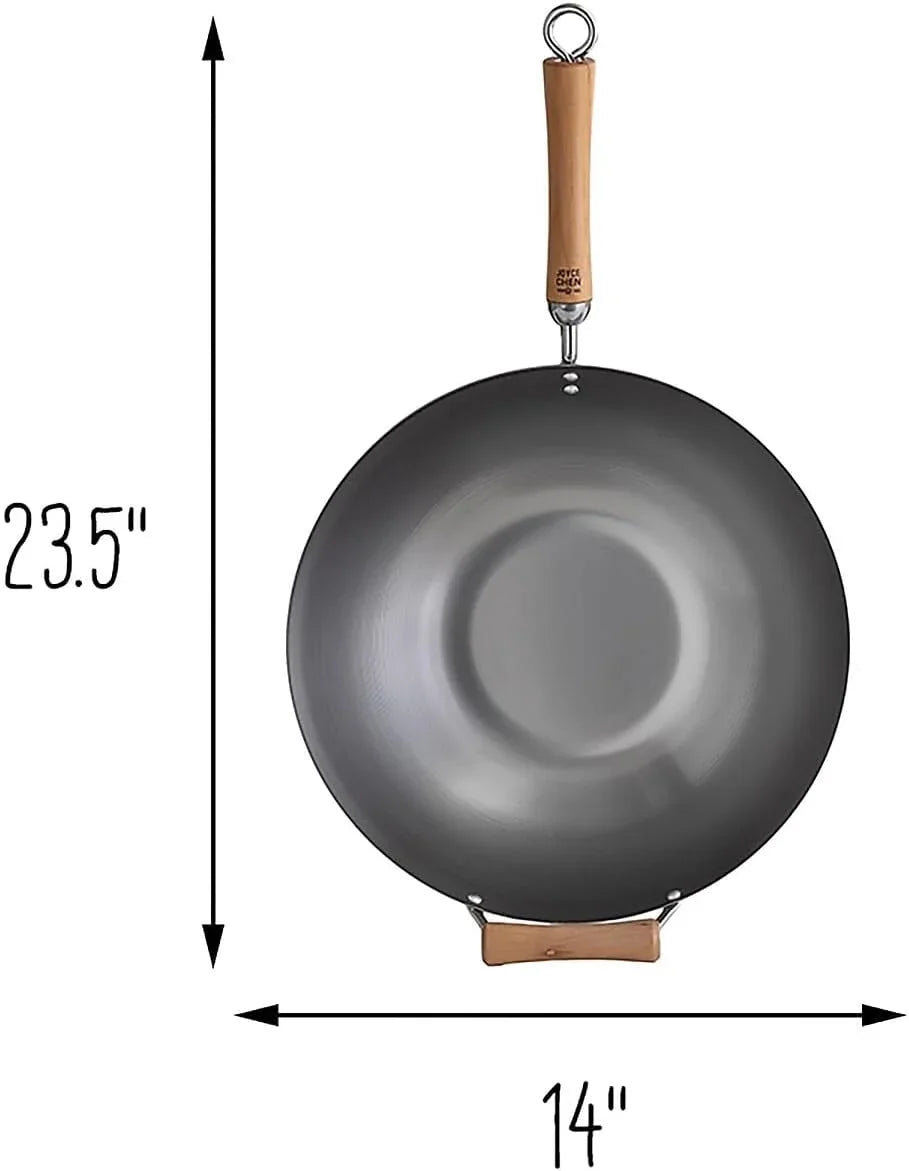 joyce-chen-classic-series-14-inch-uncoated-carbon-steel-wok-set-with-lid-and-birch-handles-4-pieces