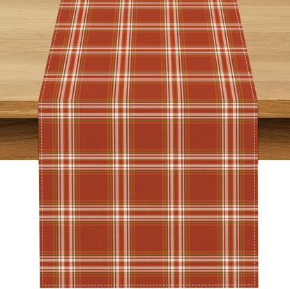 Thanksgiving Table Runner Orange Fall Plaid Autumn Harvest Checkered Tartan Decoration Seasonal Dining Room Home Kitchen Table Decor1