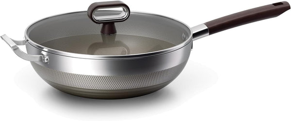 Titanium Wok Pan Non Stick Stainless Steel Woks & Stir-Fry Pans for All Stoves Home Use (13In)8