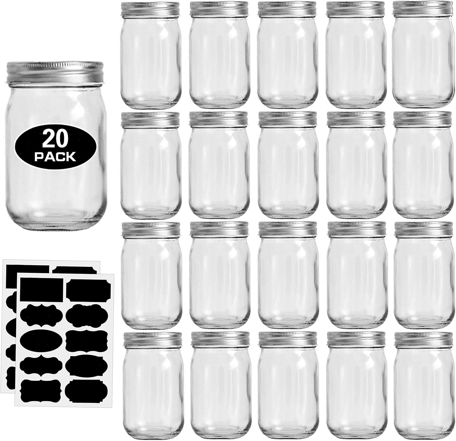 mason-jars-12-oz-20-pack-glass-jars-with-silver-lids-food-storage-regular-mouth-canning-jars-for-pickles-meal-prep-crafts-with-20-labels-and-1-pen-food-storage-frascos-de-vidrio-con-tapa-para