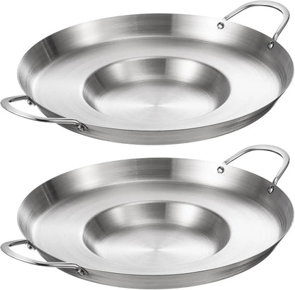 2 Pcs Stainless Steel Comal Frying Bowl Cookware 16 Inch Mexican Style Wok Inoxidable Concave Outdoors Stir Fry Discada Pan for outside Cooking1