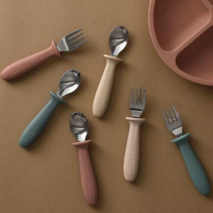 6 Pieces Toddler Utensils, Kids Silverware Set with Silicone Handle, Children Safe Spoons and Forks, 18/8 Stainless Steel, Food-Grade Silicone - Dishwasher Safe4