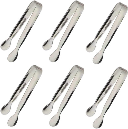 6PCS Ice Tongs Mini Sugar Tongs 4.25Inch Stainless Steel Kitchen Utensils Set,Small Serving Tong and Tiny Kitchen Tong for Appetizers,Tea Party, Coffee Bar, Desserts by  (Silver)1