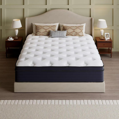 Queen Mattress, 14 Inch Hybrid Memory Foam Mattress in a Box, Cooling Gel for Pressure Relief & Back Pain Support, Certipur-Us Certified, Medium Firm Bed, Breathable Comfort Sleep2