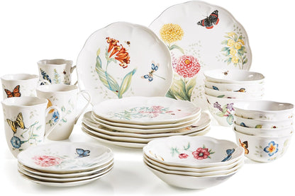 Butterfly Meadow Porcelain 28-Piece Dinnerware Set for 41
