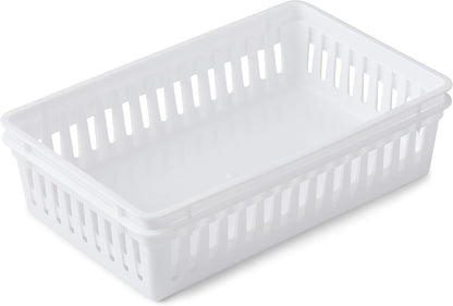 Plastic Bin Baskets for Organizing, White Storage Tray, Rectangle 9 X 6 X 2 - Pack of 4 - Made in USA4