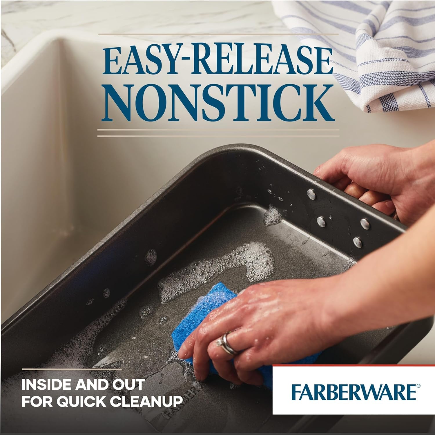 bakeware-nonstick-roaster-with-flat-rack-roasting-pan-with-rack-for-home-cooking-11-inch-x-15-inch-gray