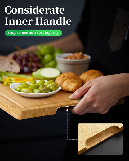 Bamboo Cutting Board for Kitchen, Large, Natural | Multi-Sizes Wooden Cutting Boards for Chopping & Serving, Convenient Kitchen Essentials, Deep Juice Grooves5
