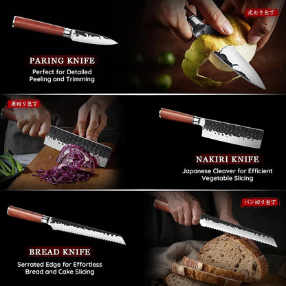 Japanese Chef Knife Set 6 Pcs, Kitchen Knives Set with Gift Box6