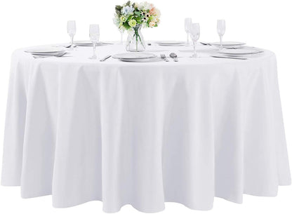 108 Inch round Tablecloth Washable Polyester Table Cloth Decorative Table Cover for Wedding Party Dining Banquet (108 Inch,White)1